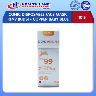 ICONIC DISPOSABLE FACE MASK KF99 (KIDS)- COPPER BABY BLUE 10'S
