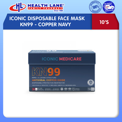 ICONIC DISPOSABLE FACE MASK KN99- COPPER NAVY 10'S