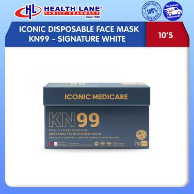 ICONIC DISPOSABLE FACE MASK KN99- SIGNATURE WHITE 10'S