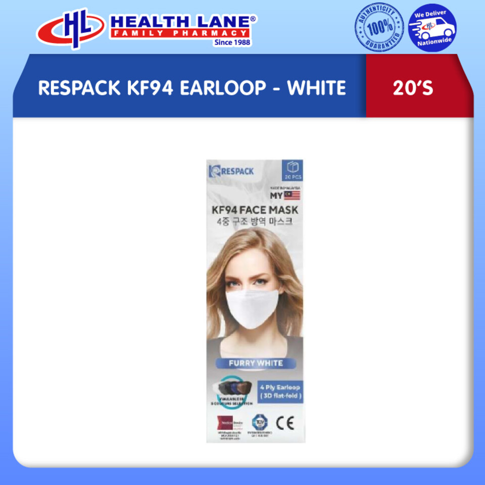 RESPACK KF94 MASK MUKA 4 PLY EARLOOP-PUTIH(20'S)