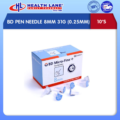 BD PEN NEEDLE 8MM 31G (0.25MM) 10'S