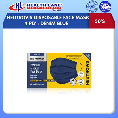 NEUTROVIS  FACE MASK 4 PLY DENIM BLUE (50'S)