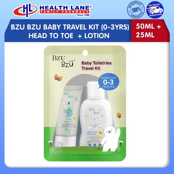 BZU BZU BABY TRAVEL KIT (0-3YEARS)HEAD TO TOE (50ML) LOTION