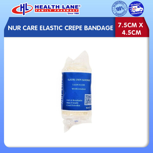 NUR CARE ELASTIC CREPE BANDAGE 7.5CMx4.5M