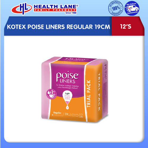 KOTEX POISE LINERS REGULAR 19CM (12'S)