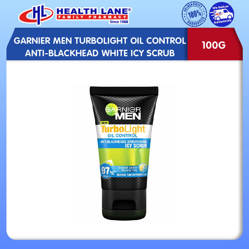 GARNIER MEN TURBOLIGHT CONTROL OIL ANTI-BLACKHEAD WHITEICY SCRUB (100G)