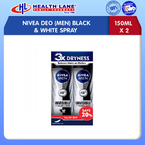 NIVEA DEO (MEN) BLACK &WHITESPRAY (150MLX2)