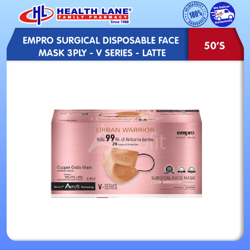 EMPRO SURGICAL  FACE MASK 3PLY- V SERIES- LATTE (50'S)