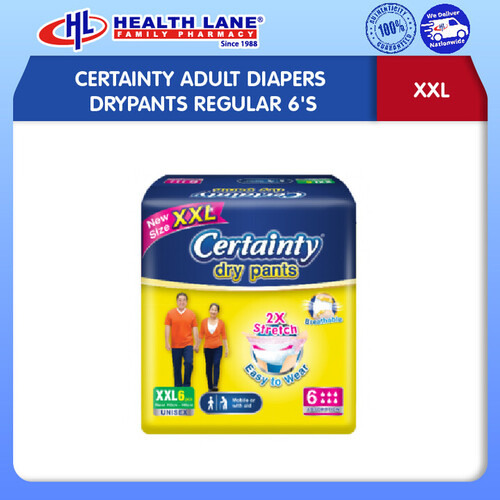 CERTAINTY ADULT DIAPERS DRYPANTS REGULAR 6'S (XXL)