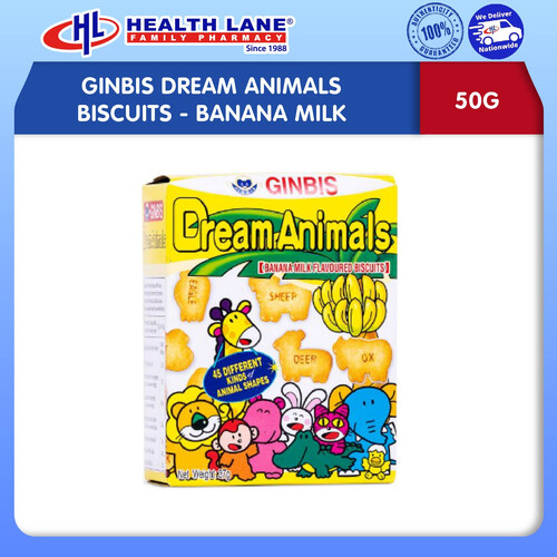 GINBIS DREAM ANIMALS BISCUITS - BANANA MILK (50G)