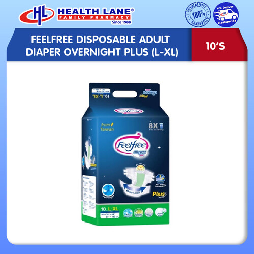 FEELFREE  ADULT DIAPER OVERNIGHT PLUS (10'S) (L-XL)