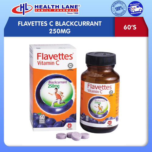 FLAVETTES C BLACKCURRANT 250MG 60'S