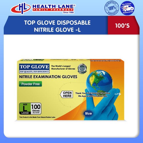 TOP GLOVE EXAMINATION NITRILE GLOVE 100'S-L
