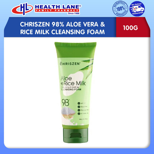 CHRISZEN 98% ALOE VERA & BERAS  MILK CLEANSING FOAM (100G)