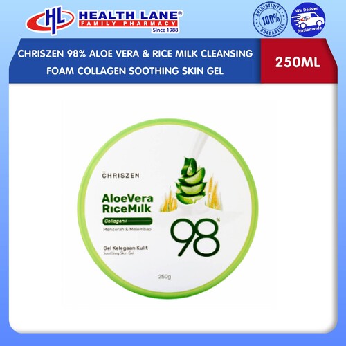 CHRISZEN 98% ALOE VERA & BERAS MILK COLLAGEN SOOTHING SKIN GEL (250ML)