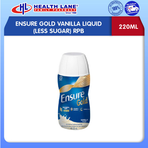 ENSURE GOLD VANILLA LIQUID (LESS SUGAR) RPB 220ML