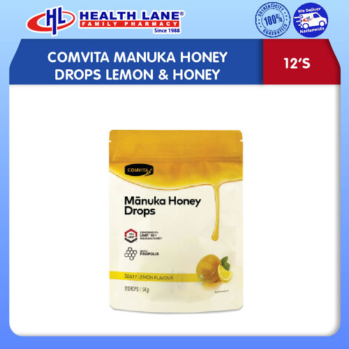 COMVITA MANUKA HONEY DROPS LEMON & HONEY 12S
