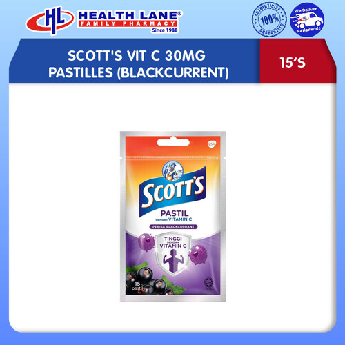 SCOTT'S VIT C 30MG PASTILLES (BLACKCURRENT) 15'S