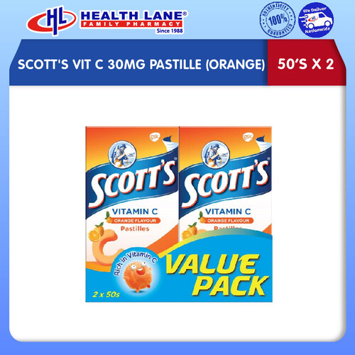 SCOTT'S VIT C 30MG PASTILLE (ORANGE) 50'Sx2