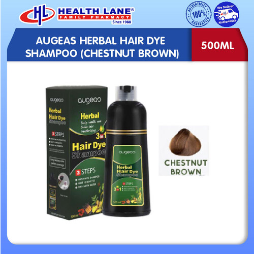 AUGEAS HERB HAIR DYE SHAMPOO (CHESTNUT BROWN, 500ML)