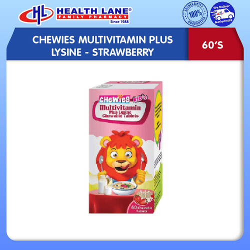 CHEWIES MULTIVITAMIN PLUS LYSINE- STRAWBERRY (60'S)
