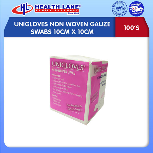 UNIGLOVES NON WOVEN GAUZE SWABS 10CMx10CM (100'S)