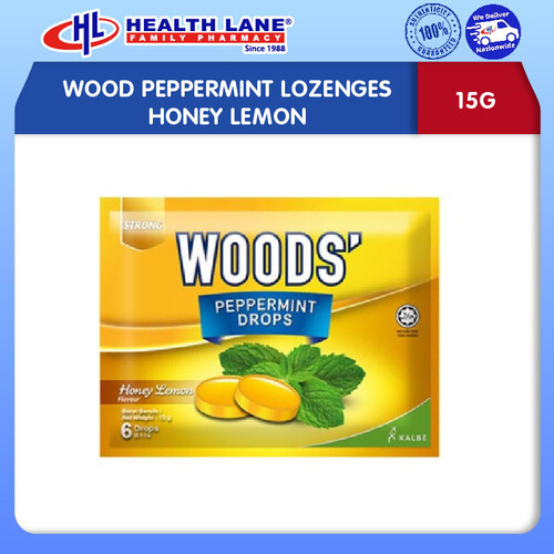WOODS PEPPERMINTLOZENGES HONEY LEMON 15G