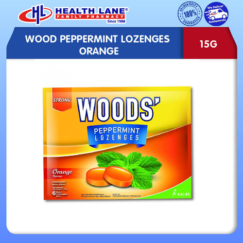 WOODS PEPPERMINTLOZENGES ORANGE 15G