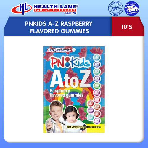 PNKIDS A-Z 10'S RASPBERRY FLAVORED GUMMIES
