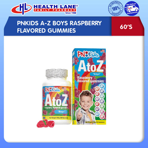 PNKIDS A-Z BOYS RASPBERRY FLAVORED GUMMIES 60'S