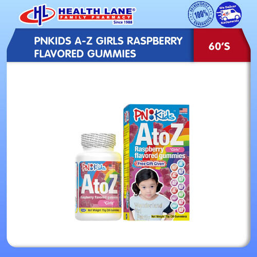 PNKIDS A-Z GIRLS RASPBERRY FLAVORED GUMMIES 60'S
