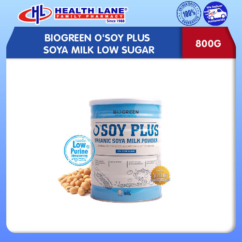 BIOGREEN O'SOY PLUS SOY MILK LOW SUGAR (800G)