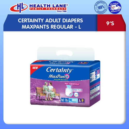 CERTAINTY ADULT DIAPERS MAXPANTS REGULAR- L (9'S)