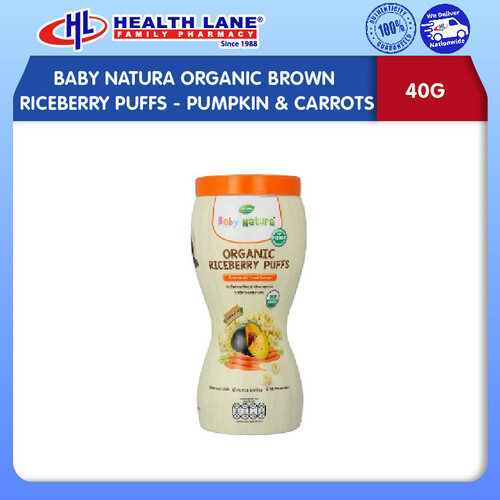 BABY NATURA ORGANIC BROWN RICEBERRY PUFFS - PUMPKIN & CARROTS (40G)