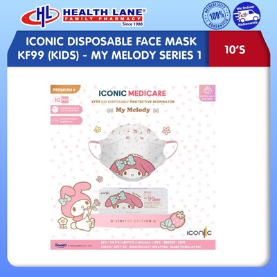 ICONIC DISPOSABLE FACE MASK KF99 (10'S) (KIDS) - MY MELODY SERIES 1