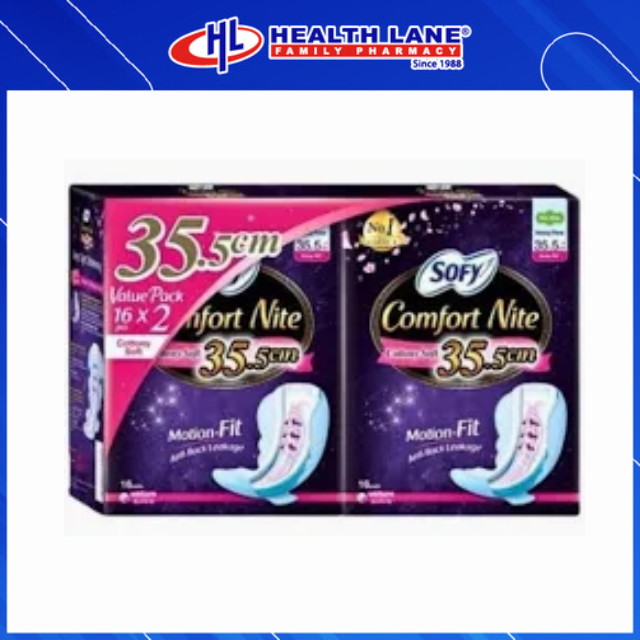 SOFY BODY FIT COMFORT NITE SLIM WING 35.5CM 16'S X 2
