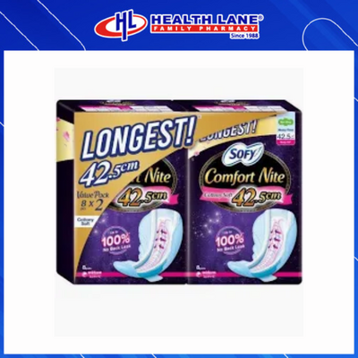 SOFY BODY FIT COMFORT NITE SLIM WING 42.5CM 8'S X 2