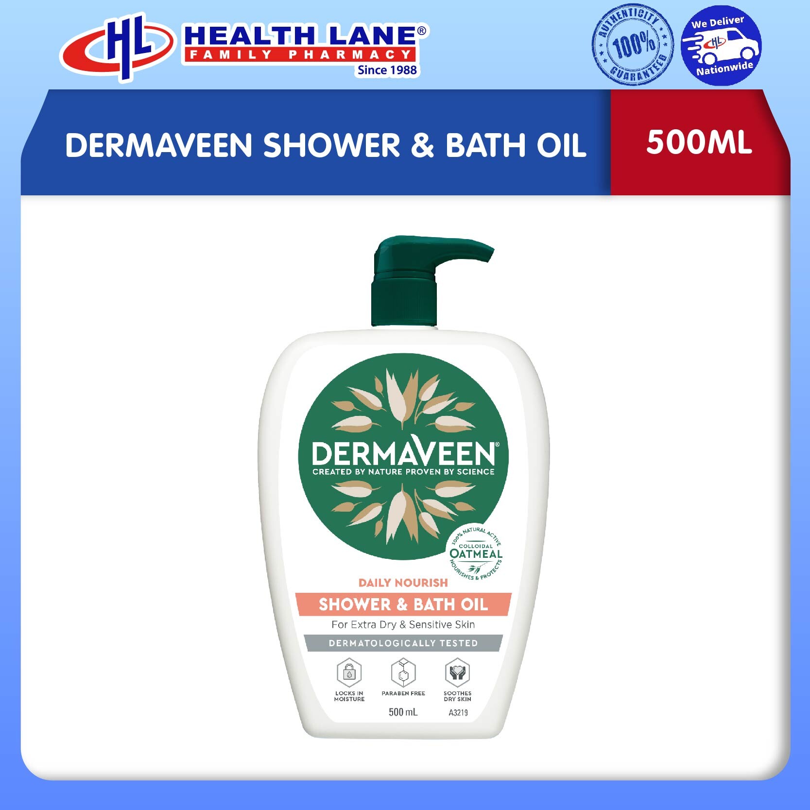 DERMAVEEN SHOWER & BATH MINYAK (500ML)
