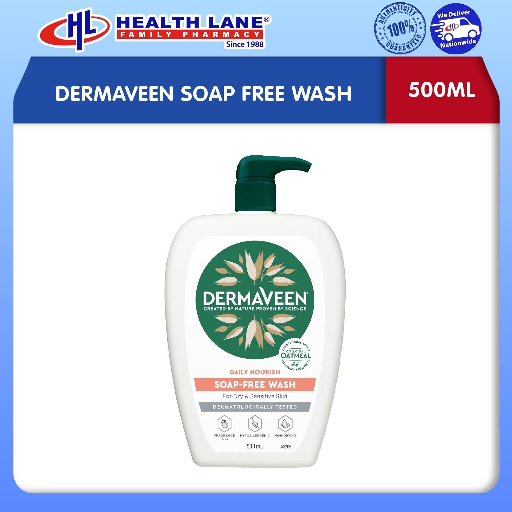 DERMAVEEN SOAP FREE WASH (500ML)