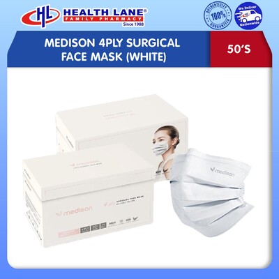 MEDISON 4PLY SURGICAL FACE MASK (WHITE) 50'S 