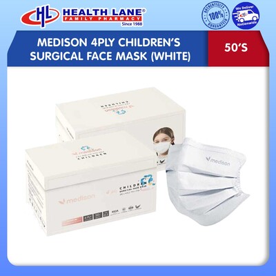 MEDISON 4PLY CHILDREN'S SURGICAL FACE MASK (WHITE) 50'S 