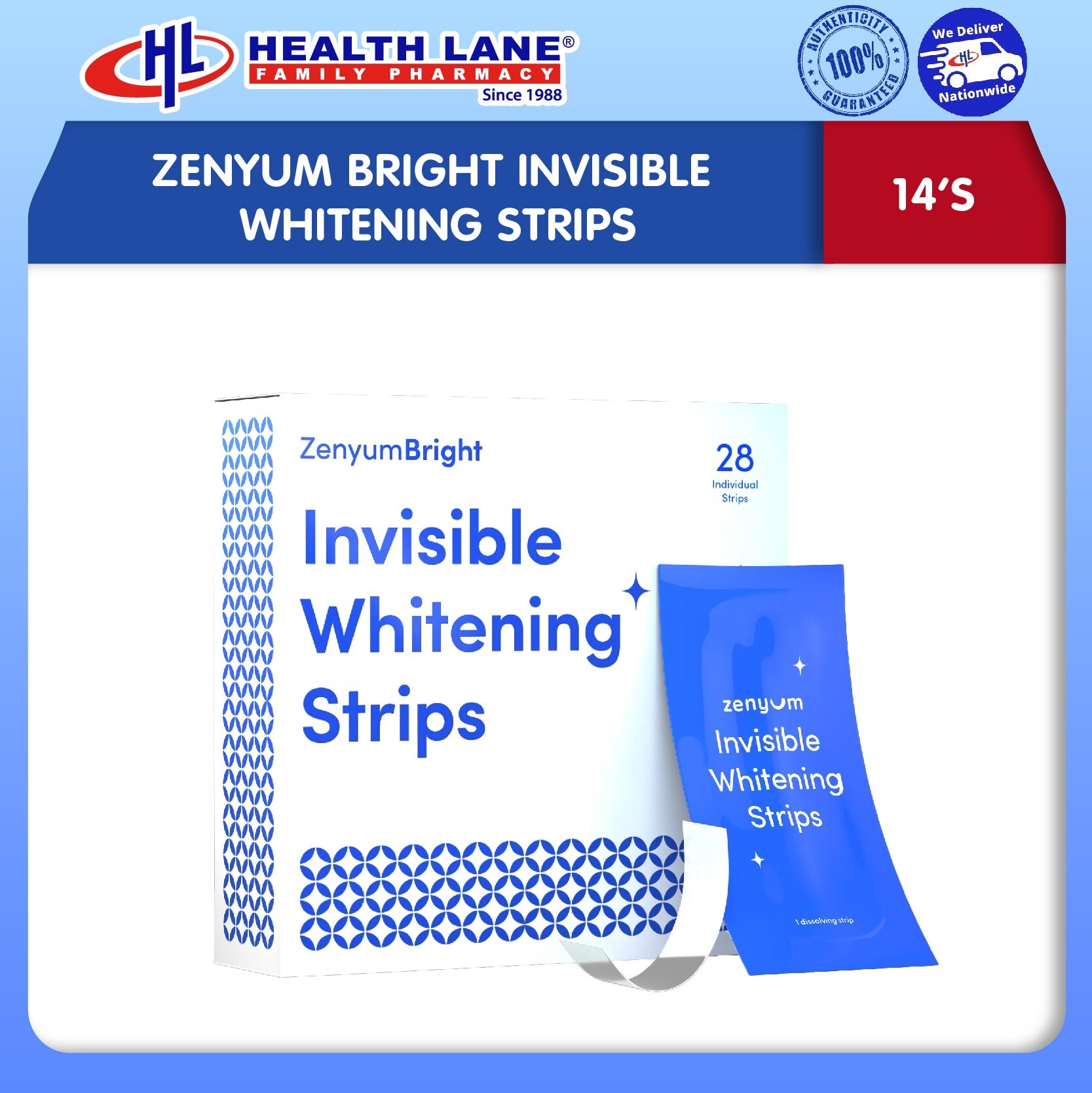 ZENYUM BRIGHT INVISIBLE WHITENING STRIPS 14'S