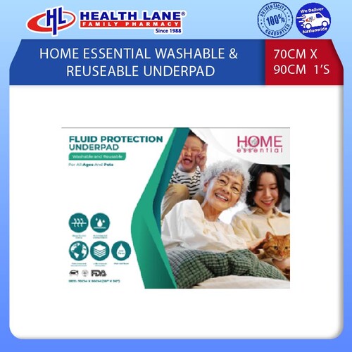 HOME ESSENTIAL SOAPABLE & REUSEABLE UNDERPAD 70CMx90CM (1'S)