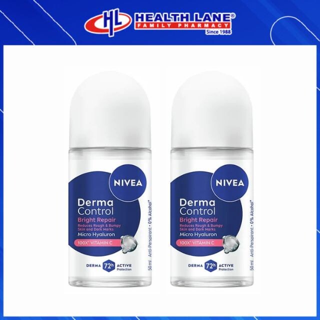 NNIVEA DEO (FEMALE) DERMA CONTROL BRIGHT REPAIR RO 50ML x 2