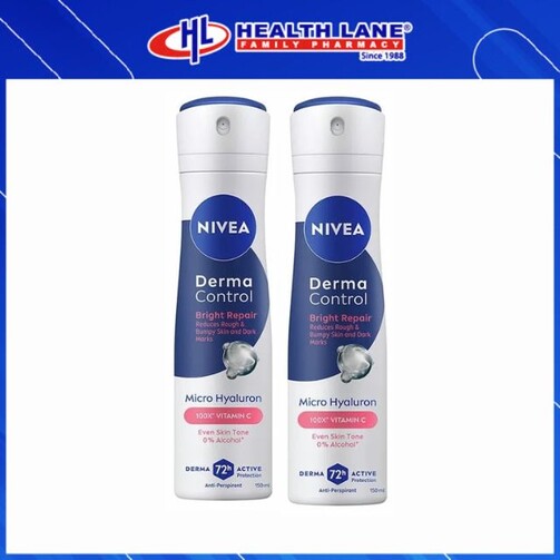 NIVEA DEO (FEMALE) DERMA CONTROL BRIGHT REPAIR SPRAY 50MLX2 
