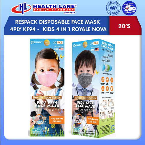 RESPACK  MASK MUKA 4PLY KF94 20'S - KANAK-KANAKS 4 IN 1 ROYALE NOVA