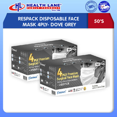 RESPACK  MASK MUKA 4PLY 50'S - DOVE GREY