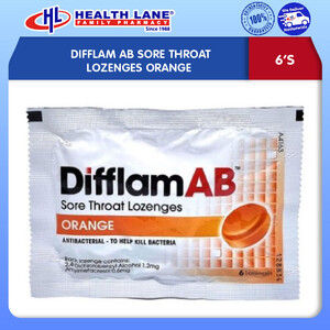 DIFFLAM AB SORE THROAT LOZENGES ORANGE 6'S