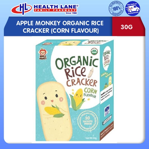 APPLE MONKEY ORGANIC BERAS CRACKER (CORN FLAVOUR, 30G)