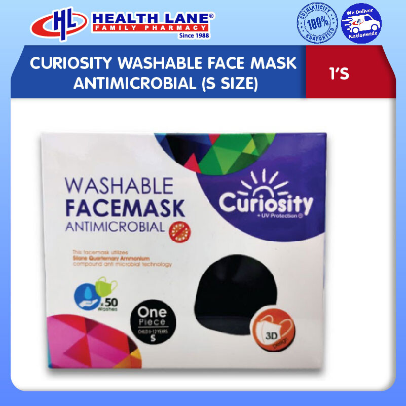 CURIOSITY WASHABLE FACE MASK ANTIMICROBIAL (1'S- S SIZE)